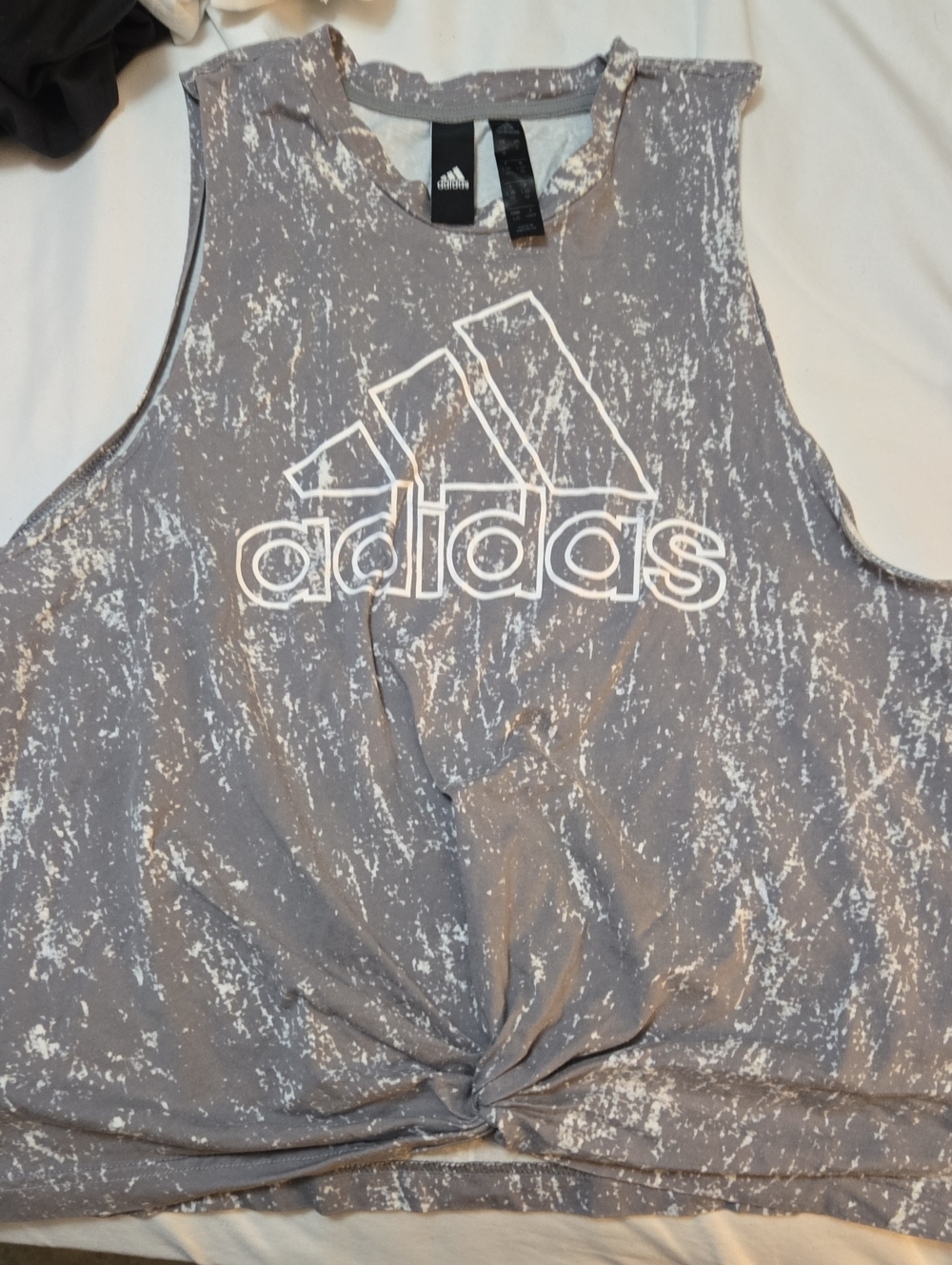 adidas Gray Marble Logo Knotted Tank